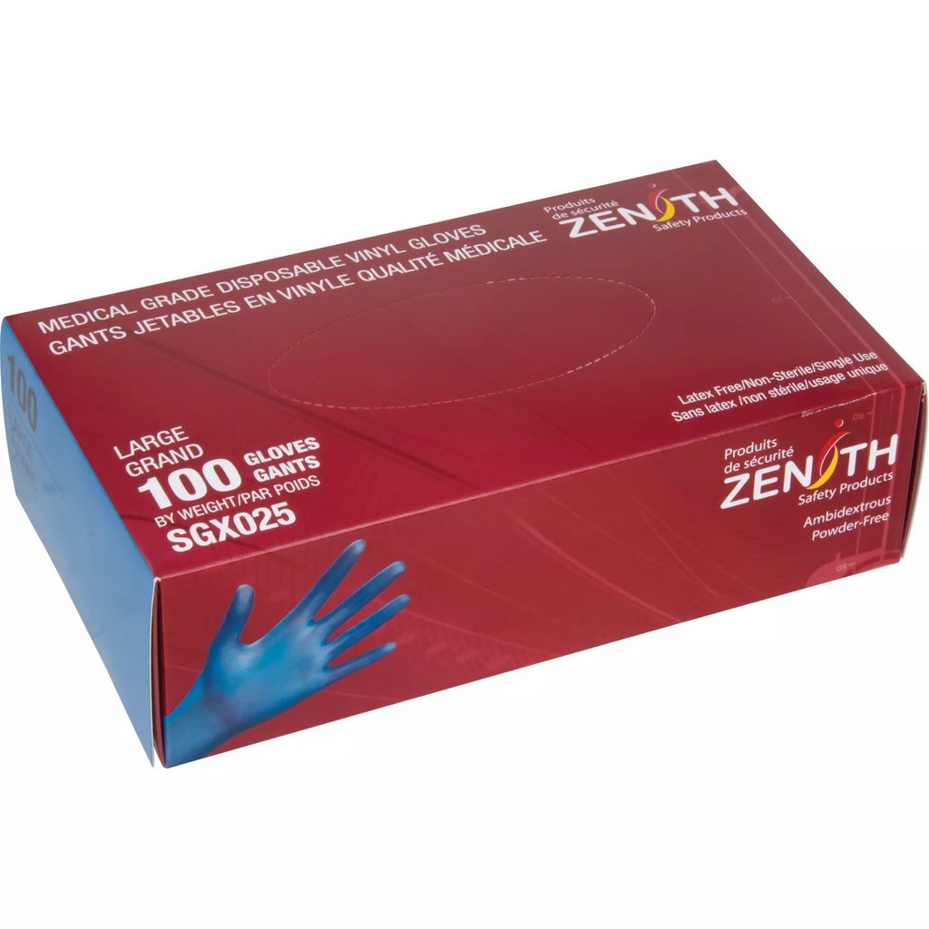 Disposable blue vinyl gloves 4.5mil non-powdered medical grade small 100/box