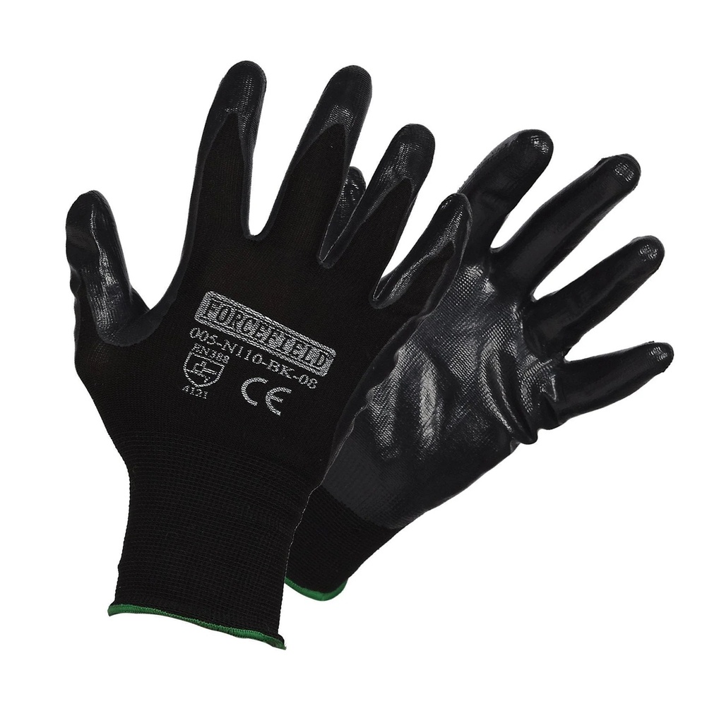 Black seamless knit nylon gloves black nitril coated palm /Pr