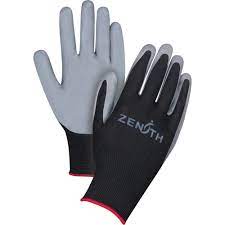 Gants en tricot de polyester noir de calibre 13 paume enduite de nitrile gris /Pr