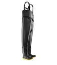 Chest Wader Steel Toe, PVC Waterproof Safety boots wader style (Black)