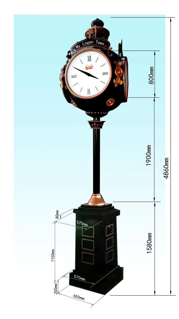 Horloge extérieure 4 faces diamètre 80cm modèle BB01