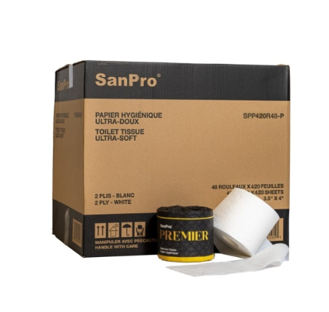 Papier hygiénique 2 épaisseurs Premium 420 feuilles 48 rouleaux /Cs