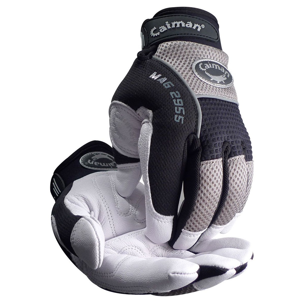 Caiman MAG Gants mécanicien paume rembourrée cuir grain de chèvre dos AirMesh