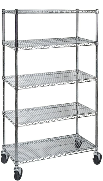 Wire shelf cart 60'' X 18'' X 84'' 6 shelves with casters