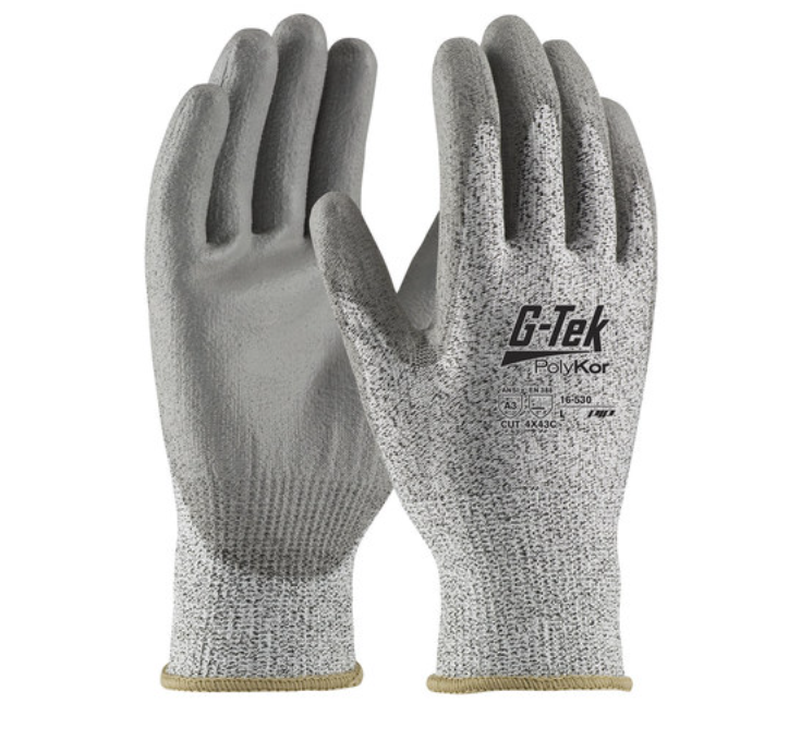 Seamless Knit  Blended Glove with Polyurethane Coated Flat Grip on Palm & Fingers, ANSI/ISEA 105 Level 3