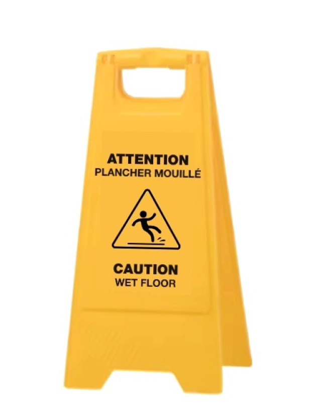 Yellow Safety Sign 24'' (Caution Wet Floor) Bilingual