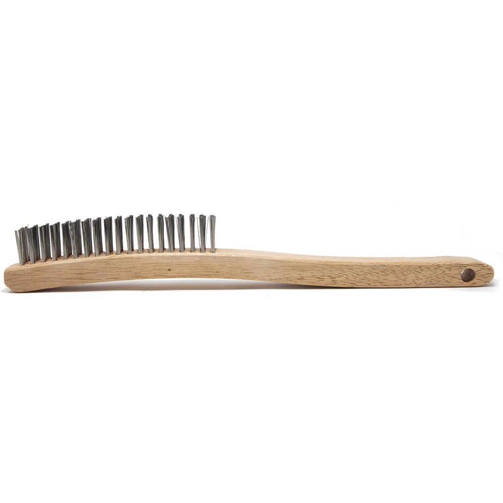 Brosse de nettoyage en bois de 13-11/16" 4 x 19 rangs de fils d'acier inoxydable 1-1/8"