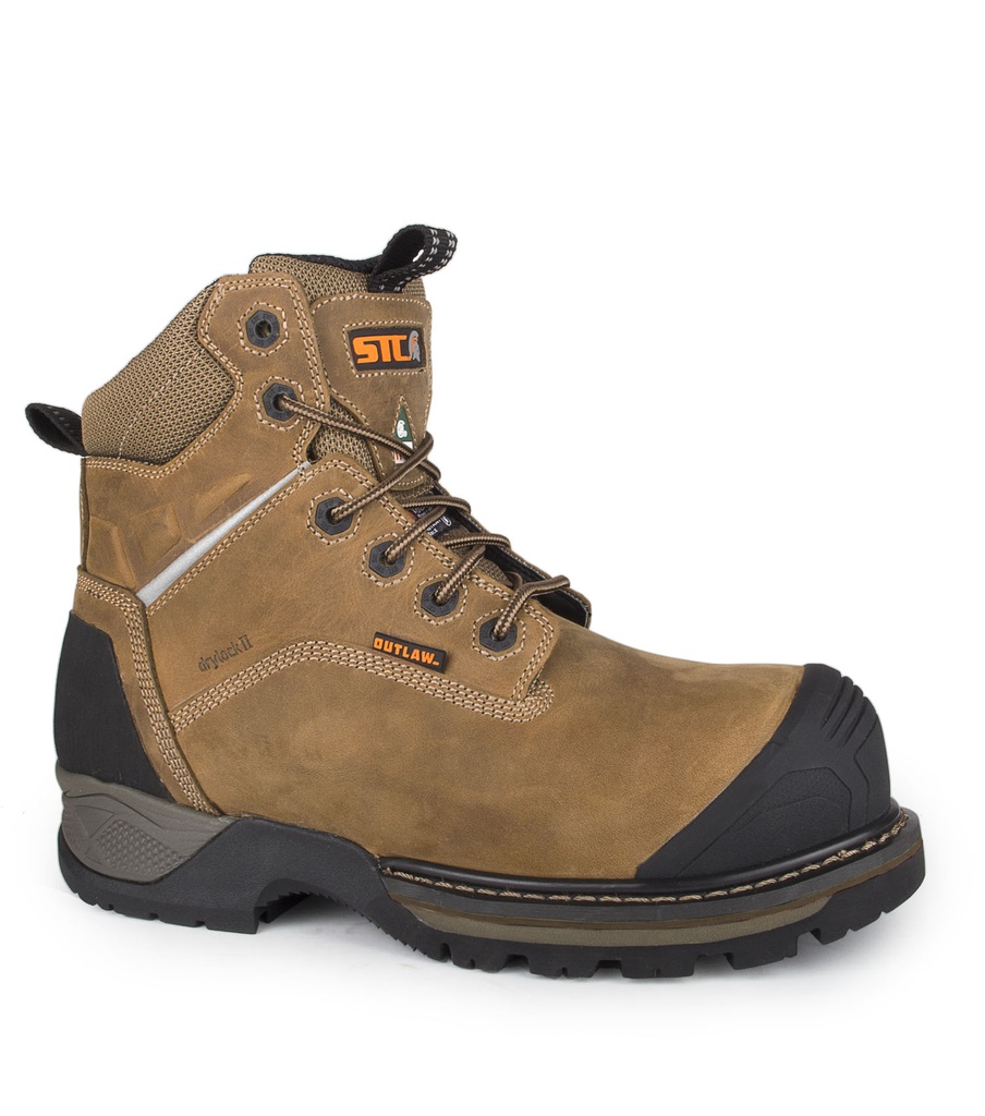 Outlaw,  6'' Leather Work Boots. Waterproof Membrane (Brown)