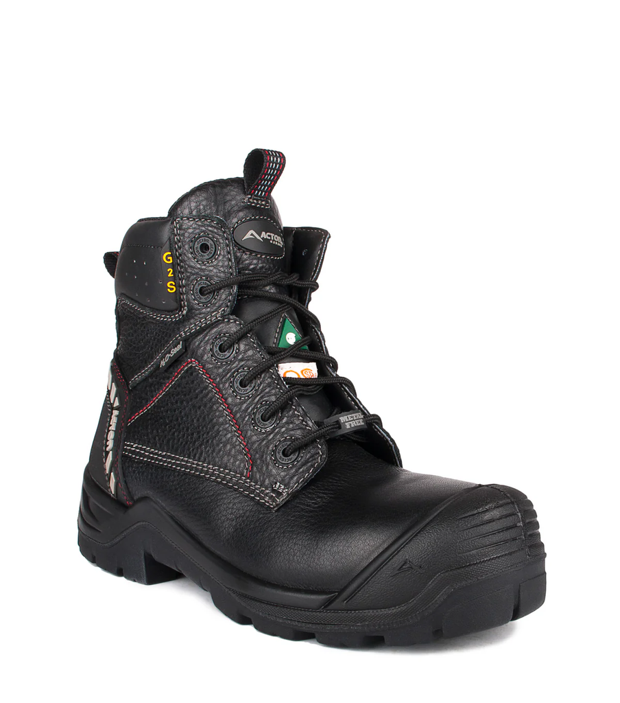 G2S,  6" leather work boots. 4Grip slip resisting outsole (Black)