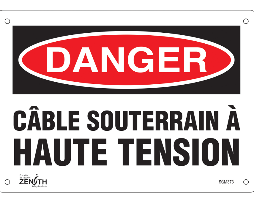 ENSEIGNE DANGER CABLE SOUTER. HAUTE TENS 7X10