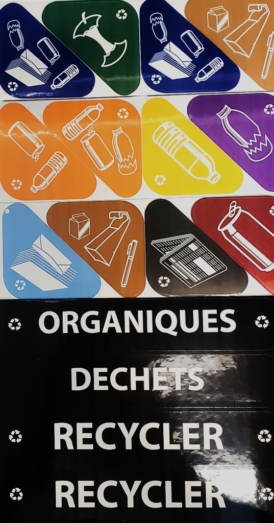 ENSEMBLE D'ETIQUETTES DE RECYCLAGE
