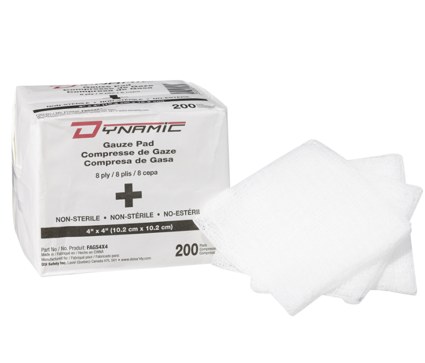 EPONGE DE GAZE 4" X 4" NON-STERILE 8 PLIS 200/SAC