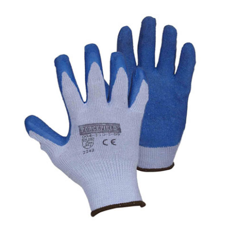 Gants de travail en tricot à ficelle, paume enduite de latex bleu froisséT 08 / M