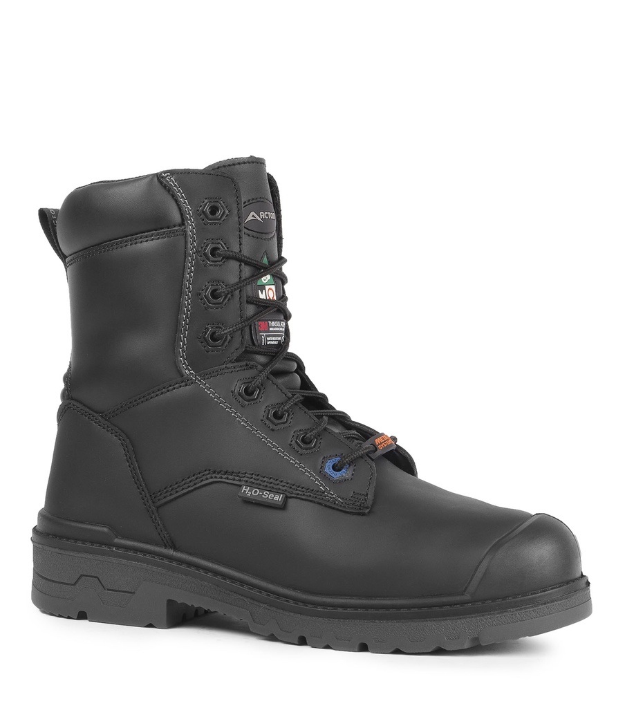 Progum-I-met (cuir), 8" work boots. Internal metguard protection CSA, (Black)