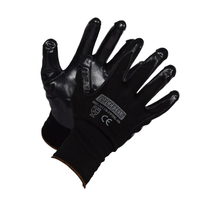 GANTS DE NYLON NOIR PAUME ENDUITE DE MOUSSE DE NITRILE T09 /PR