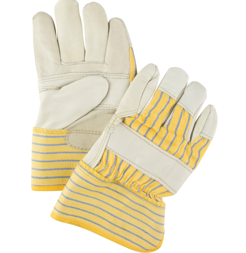 GANTS DE TRAVAIL CUIR FLEUR DE VACHE ET COTON JAUNE  T09 /L