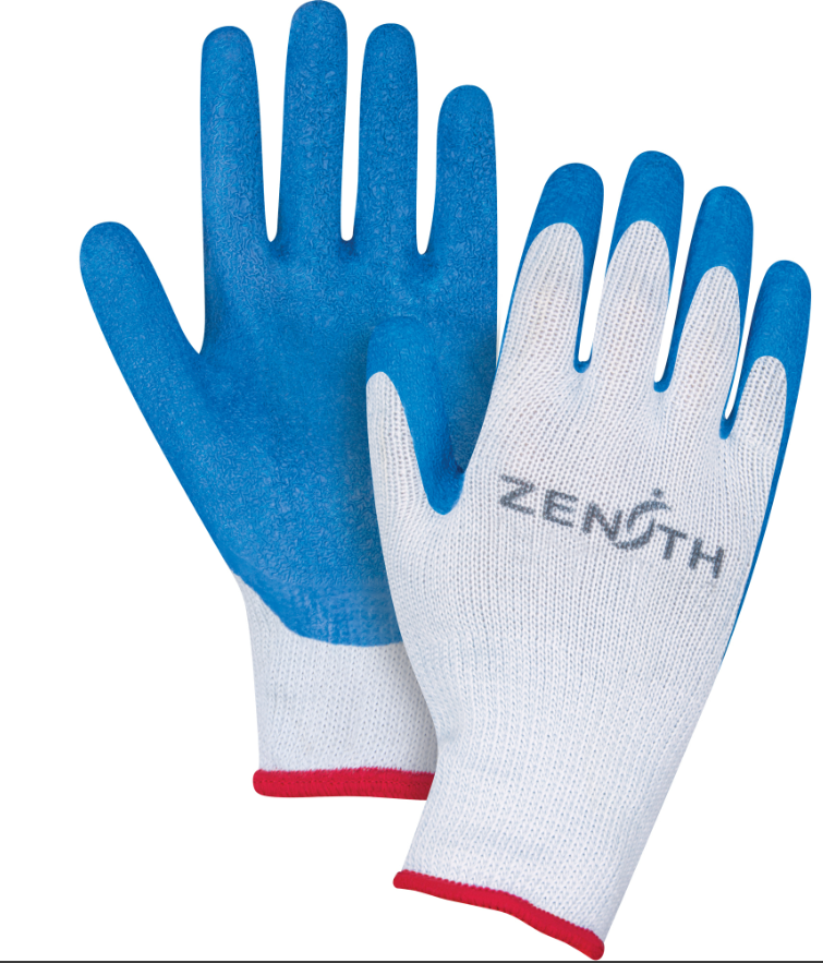 Gants enduits tricoté sans couture en caoutchouc naturel, 9/Grand, Rêvetement Latex de caoutchouc, Calibre 10, Enveloppe en Polyester/Coton