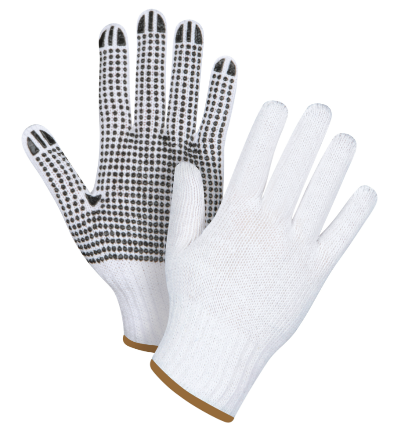 Gants tricotés à pois, Poly/coton, Un côté, Calibre 7, Grand 3PRS/PQT