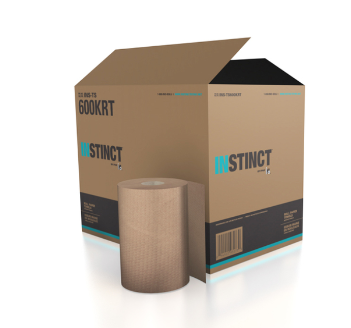 INSTINCT PAPIER A MAINS BRUN EN ROULEAU 600' 12/CS