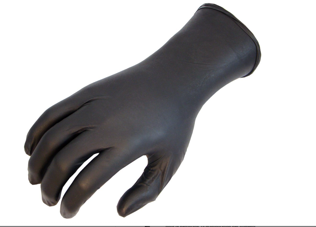 N-DEX GANTS JETABLES NITRILE NOIR 4MIL NON-POUD. MEDIUM 50/BTE
