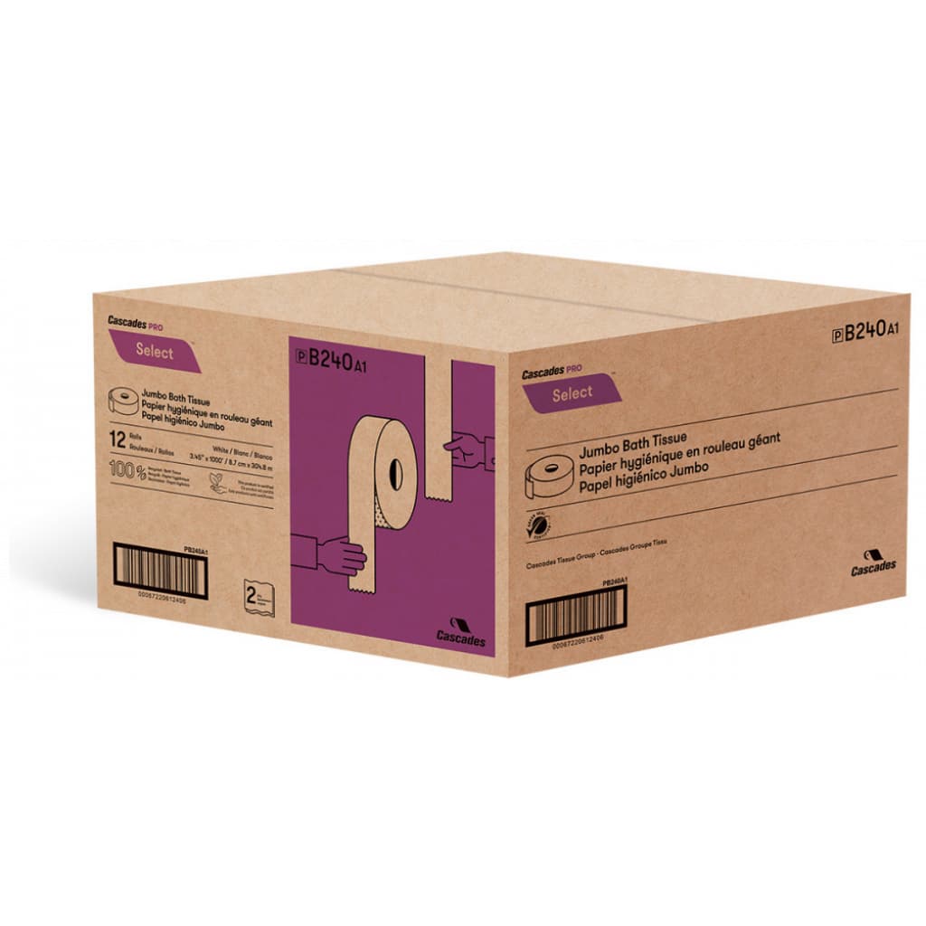 Pro Select Jumbo toilet tissue 2-ply 1000' 12/Cs