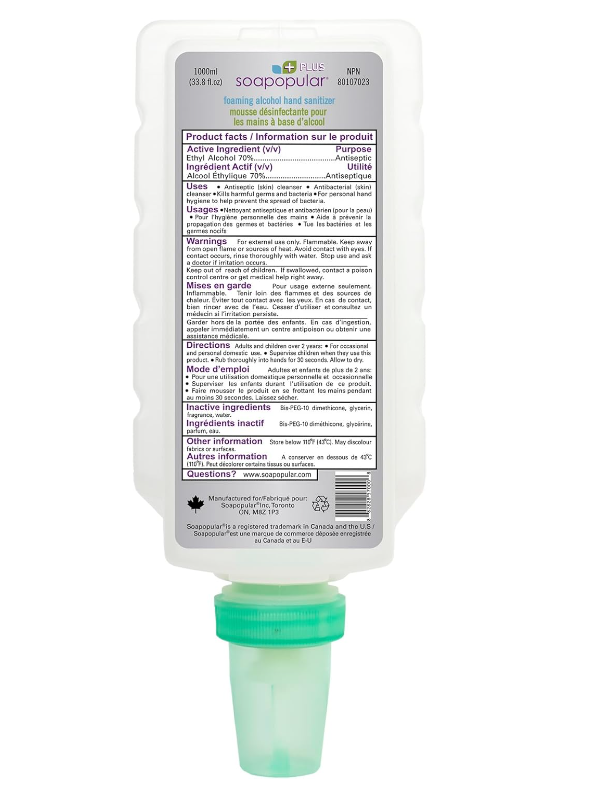 Soapopular Hand sanitizer refill cartridge 1L