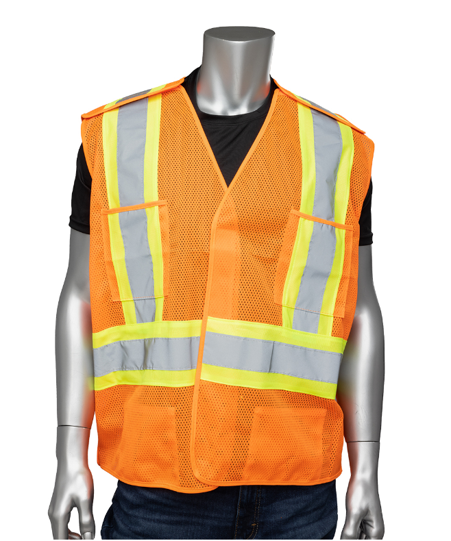 Veste d'arpenteur de mailles auto-détachable à deux tons LARGE