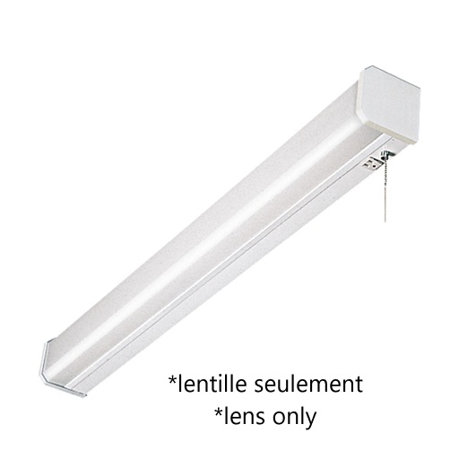 Lentille de remplacement pour luminaire Cooper Série BC 4' 4-1/4" x 2-1/2" x 47-7/8" acrylique opal (blanc)