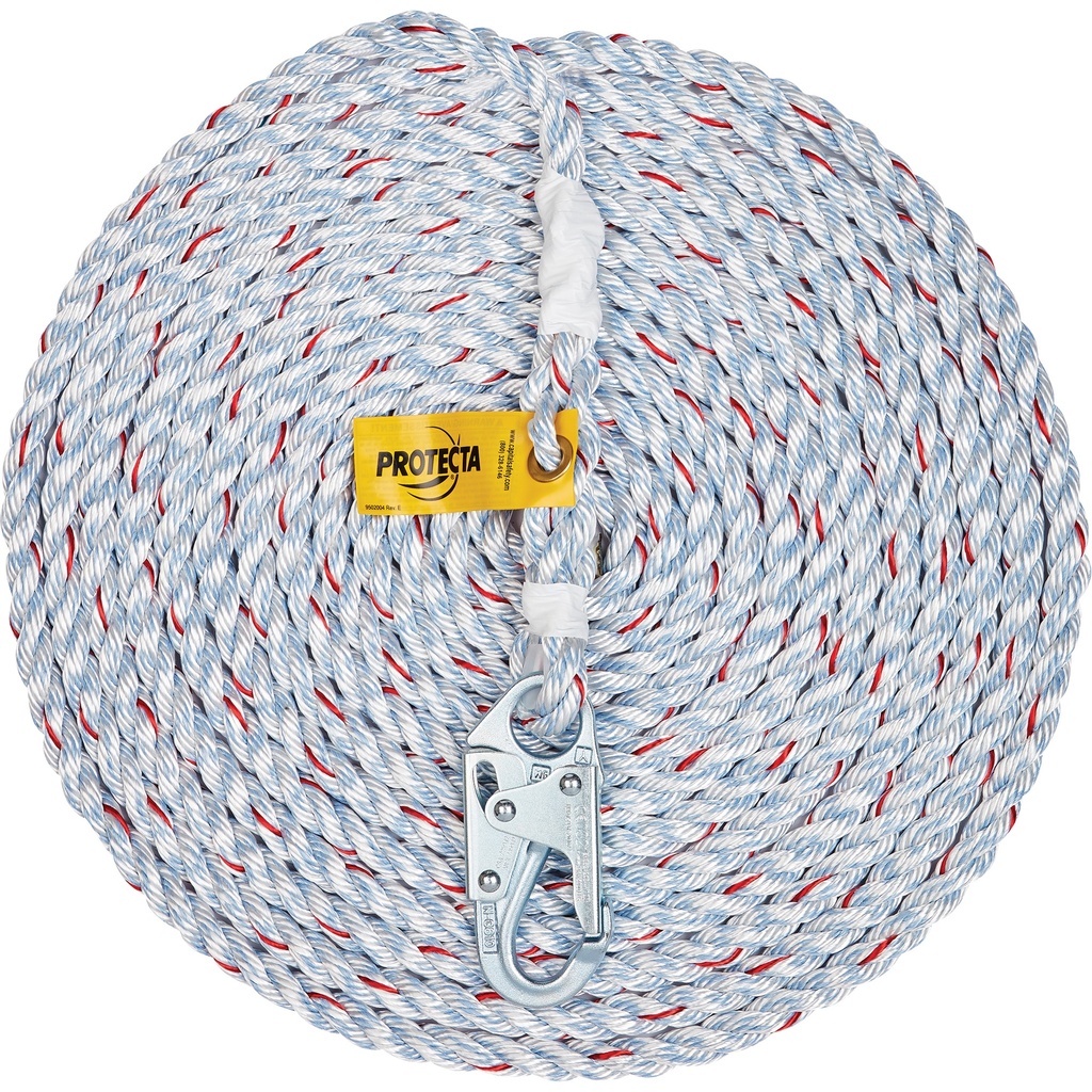 Polyester/polypropylene rope lifeline 5/8" x 50' 5600 lbs resistance with hook