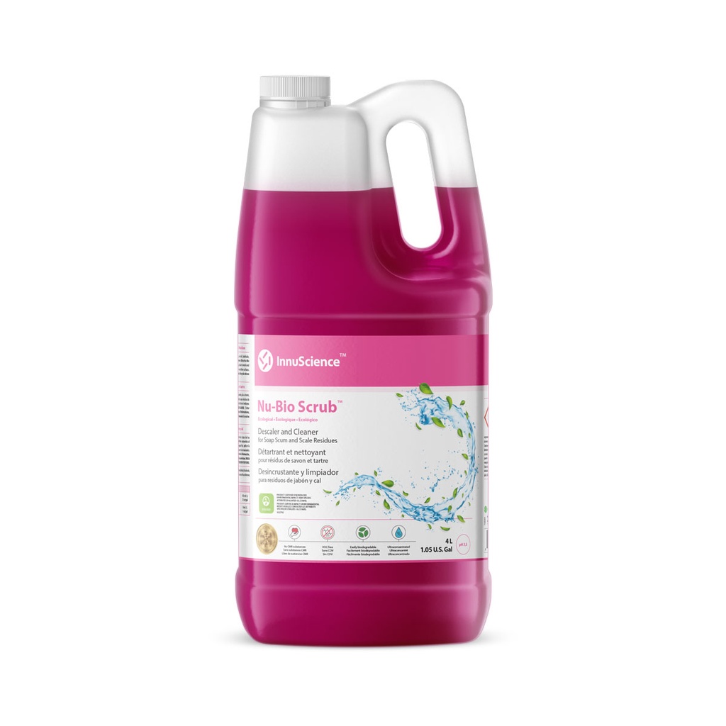 Nu-Bio Scrub Détartrant et nettoyant désincrustant concentré pour résidus de savon et tartre 4L
