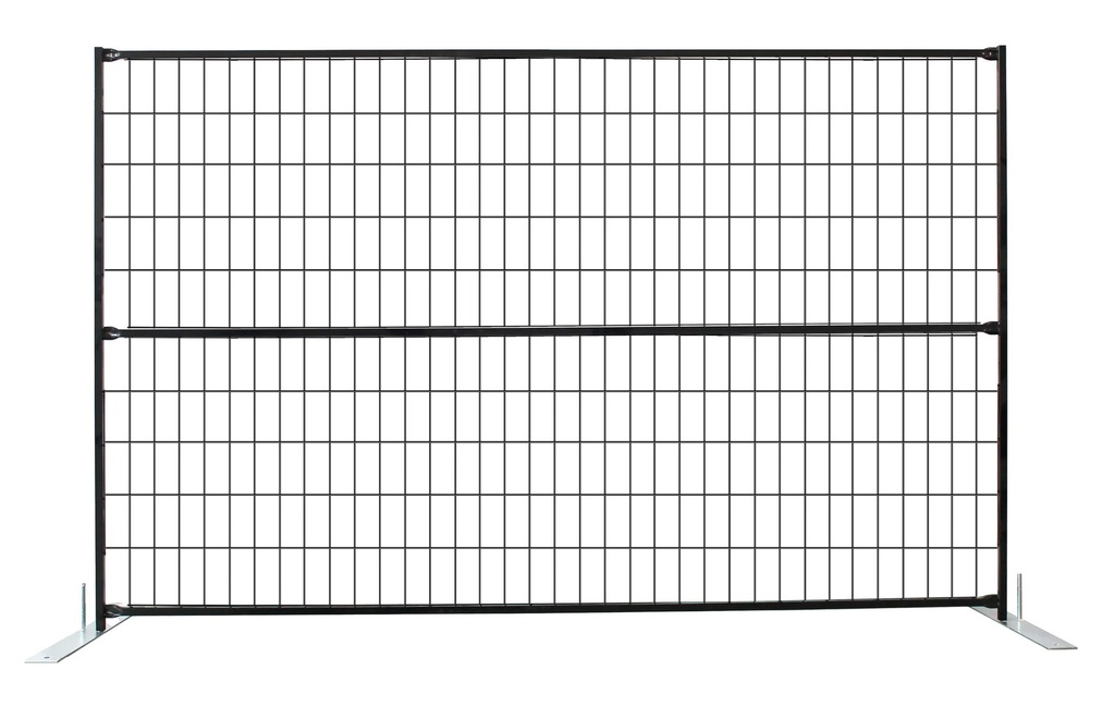 Panneau de clôture temporaire 6' H x 9'-6" L en acier galvanisé avec revêtement en poudre noir