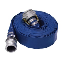 Boyau plat en PVC bleu 2" x 50' avec embouts CAM