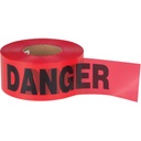 Red 1.5mil polyethylene barricade tape "DANGER" 3" X 1000'