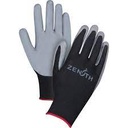 Seamless knit 13 gauge black polyester gloves grey nitrile coated palm /Pr