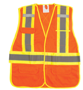 Veste de sécurité pour arpenteur orange haute-visibilité avec bandes argent/jaune CSA classe 2 niveau 2 taille t-grand