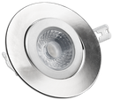 Encastré DEL rond à profil mince de 3-1/2" dirigeable 8W 600 lumens 4000K finition acier brossé