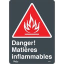 Enseigne «Matières Inflammables», 14" x 10", Vinyle, Français avec pictogramme