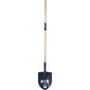 Heavy-Duty Round Point Shovel, Carbon Steel Blade, Hardwood, Straight Handle