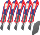 WORKPRO Lot de 5 couteaux utilitaires Snap-Off avec 20 lames tranchantes de 18 mm pour couper le carton, les boîtes, la carpe et la corde