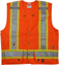 Veste de sécurité pour arpenteur, Orange haute visibilité, Grand, Polyester, CSA Z96 classe 2 - niveau 2