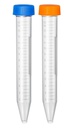 Conical Centrifuge Tubes, 15mL, 500Pcs PP EO Sterilized Graduated Container w/ Leak-proof Screw Cap, Write Mark & Test Tube Rack, DN/RNase Free, for Sample Storage & Separate, Blue & Orange