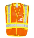 High-Visibility safety vest 5pt tear-away 5 pockets polyester mesh 4" reflective tape yellow/silver universal size