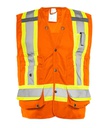 High-Visibility surveyor vest polyester fabric 17 pockets 4" reflective tape