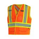 Veste de sécurité haute visibilité détachable en 5 points réversible (orange/jaune) avec bandes réfléchissantes 4" et poches