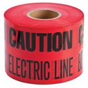 Ruban d'avertissement de danger souterrain "CAUTION Burried Electrical Line" noir/rouge 6" x 1000'