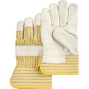 Gants d'ajusteur paume cuir fleur de vache et coton rayé jaune X-Large /Pr