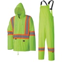 Combinaison de pluie imperméable et légère haute visibilité jaune/lime